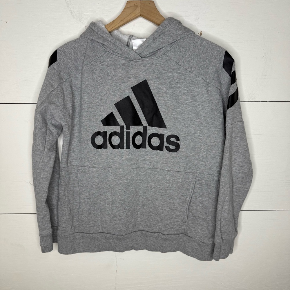Adidas • Light Gray Graphic Youth Hoodie Size 14-16 Large